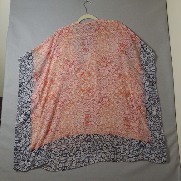 Tommy Bahama Shirt Womens Large Pink Blue Tunic Cover Up Boho Floral Print Sheer - Picture 5 of 7